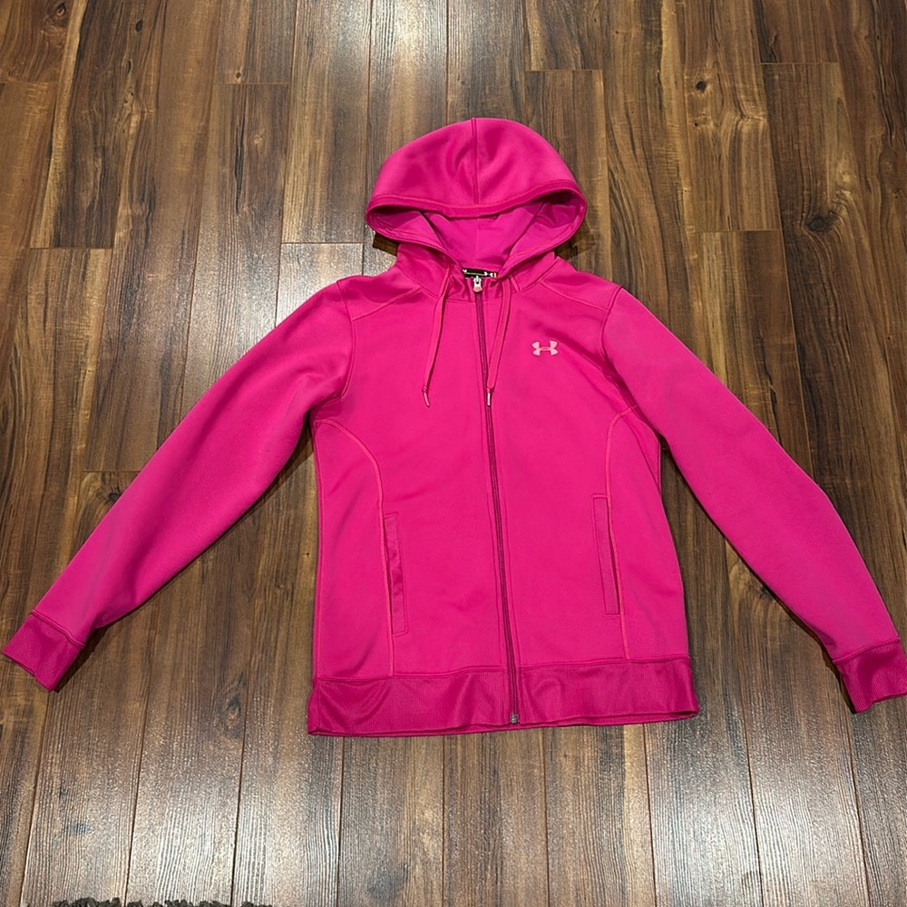 Pink Under Armour hooded sweatshirt